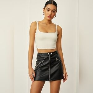 Wild Fable Pleather Biker Mini Skirt Black 14